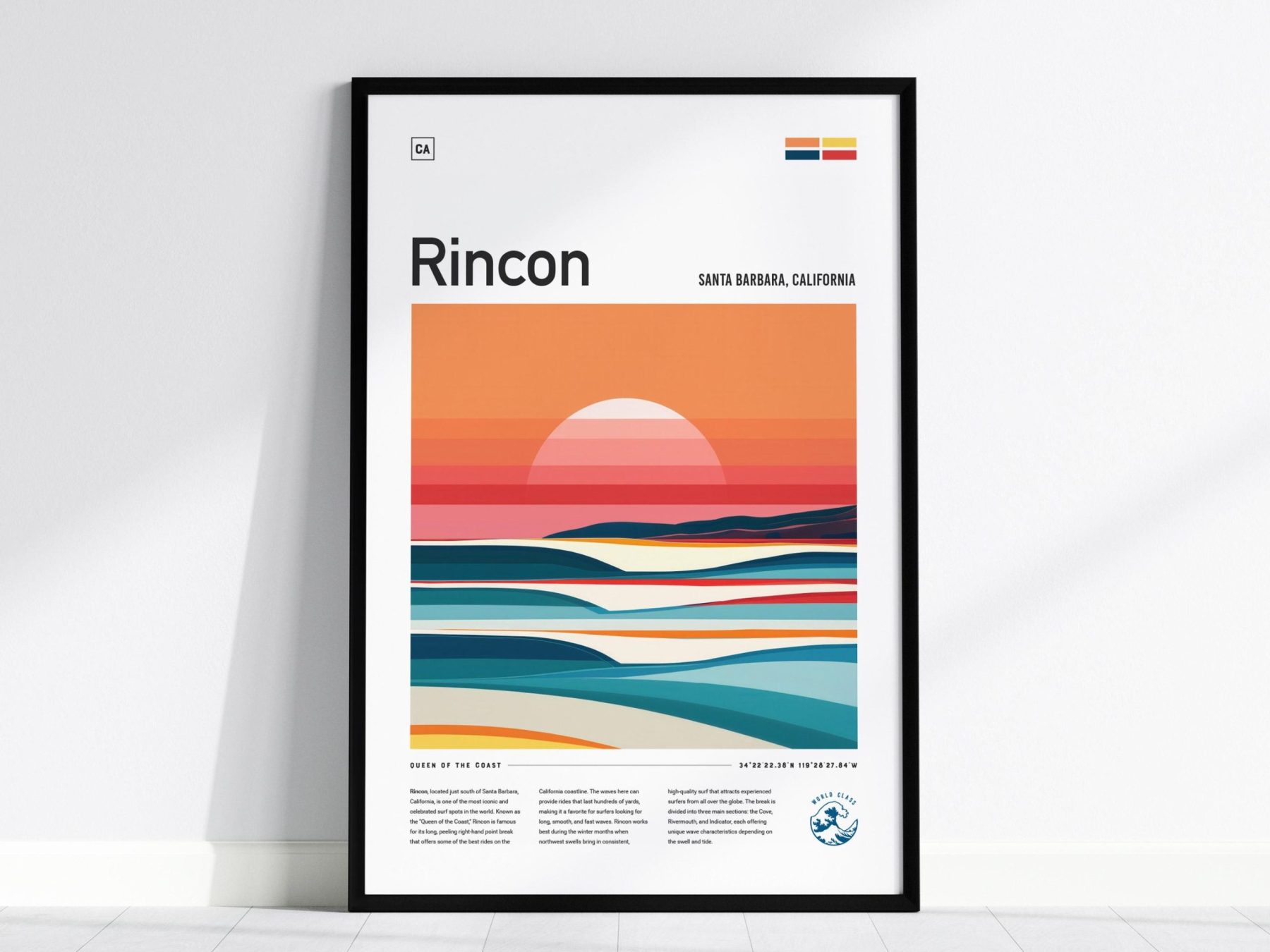 Rincon California Surf Spot Framed Poster